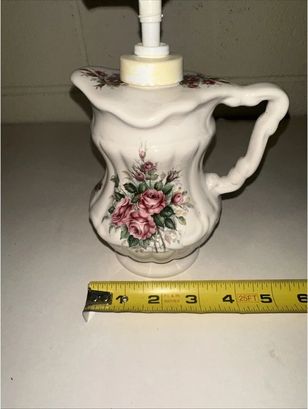 JA ATHENA Grandmacore Vintage Hand Painted Floral Hand Soap Dispenser READ Desc